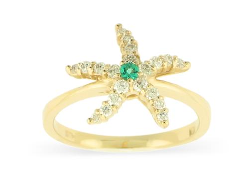 View 14K White  or  Yellow  Gold<BR> Emerald and Diamond Ring