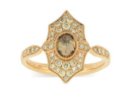 View 18K Rose  Gold<BR> Champagne Diamond and Diamond Ring