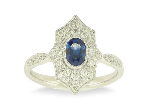 View 18K White  Gold<BR> Sapphire and Diamond Ring