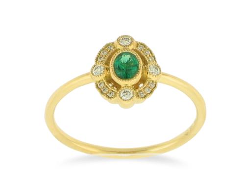 View 14K White  or  Yellow  Gold<BR> Emerald and Diamond Ring