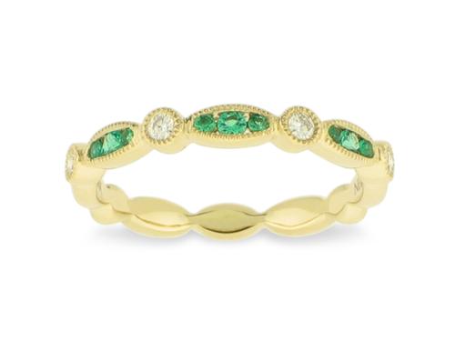 View 14K White  or  Yellow  Gold<BR> Emerald and Diamond Ring