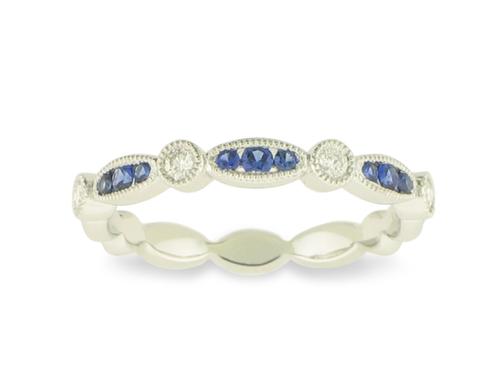 View 14K White  Gold<BR> Sapphire and Diamond Ring