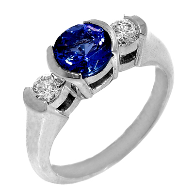 View 14K White  or  Yellow  Gold<BR> Tanzanite and Diamond Ring