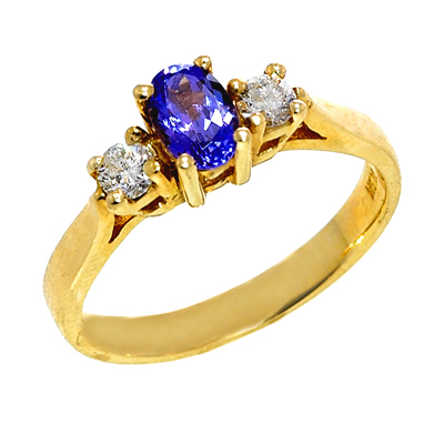 View 14K White  or  Yellow  Gold<BR> Tanzanite and Diamond Ring
