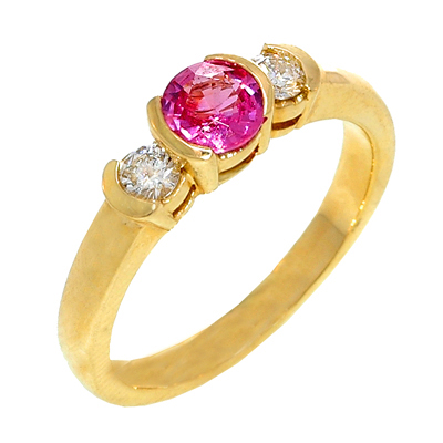View 14K White  or  Yellow  Gold<BR> Pink Sapphire and Diamond Ring