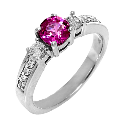 View 14K White  or  Yellow  Gold<BR> Pink Sapphire and Diamond Ring