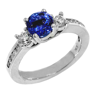 View 14K White  or  Yellow  Gold<BR> Tanzanite and Diamond Ring