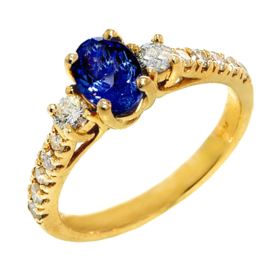 View 14K White  or  Yellow  Gold<BR> Tanzanite and Diamond Ring