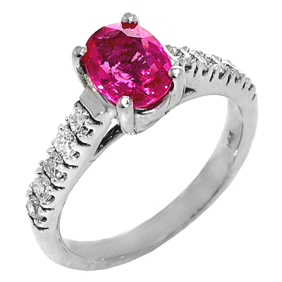 View 14K White  or  Yellow  Gold<BR> Pink Sapphire and Diamond Ring