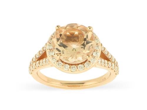 View 14K Rose  Gold<BR> Morganite and Diamond Ring