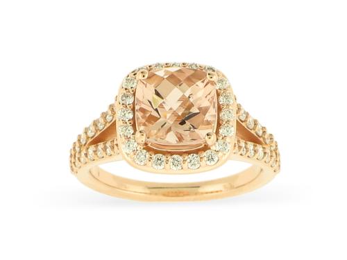 View 14K Rose  Gold<BR> Morganite and Diamond Ring