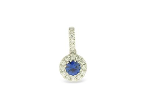 View 14K White  Gold<BR> Sapphire and Diamond Pendant