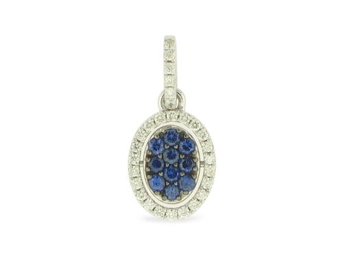 View 14K White  Gold<BR> Sapphire and Diamond Pendant