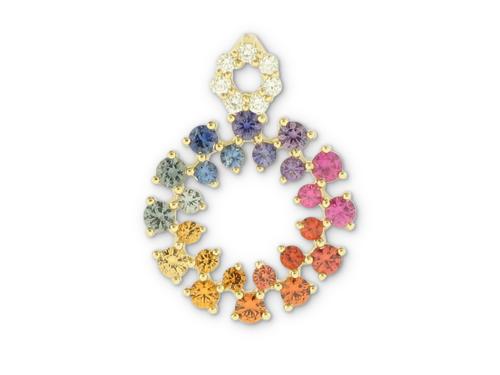 View 14K White  or  Yellow  Gold<BR> Multi-color Sapphire and Diamond Pendant