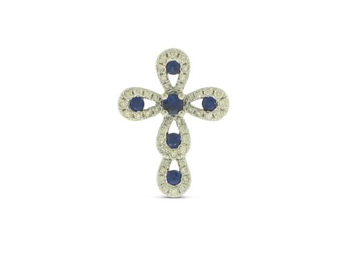 View 18K White  Gold<BR> Sapphire and Diamond Pendant