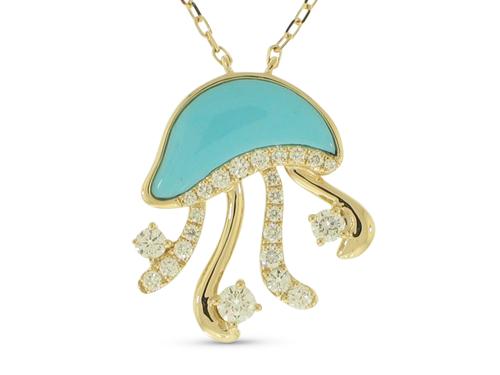 View 14K Yellow  Gold<BR>  Diamond Pendant