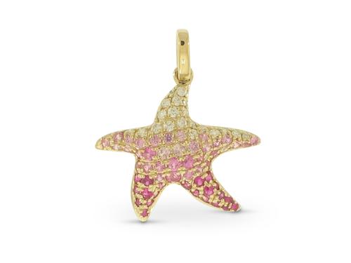 View 14K Yellow  Gold<BR> Pink Sapphire and Diamond Pendant