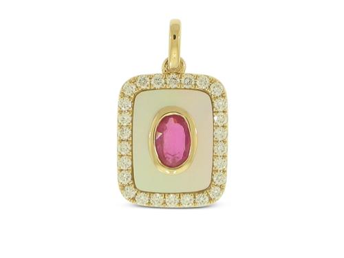 View 14K Yellow  Gold<BR> Ruby and Diamond Pendant