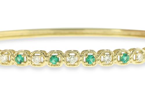 View 14K White  or  Yellow  Gold<BR> Emerald and Diamond Bracelet