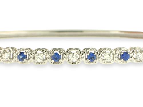 View 14K White  Gold<BR> Sapphire and Diamond Bracelet
