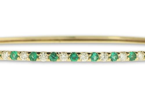 View 14K White  or  Yellow  Gold<BR> Emerald and Diamond Bracelet