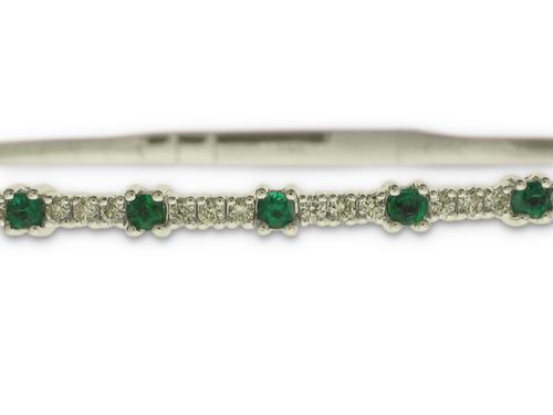 View 14K White  or  Yellow  Gold<BR> Emerald and Diamond Bracelet