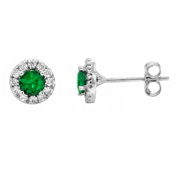 View 14K White  or  Yellow  Gold<BR> Emerald and Diamond Earrings
