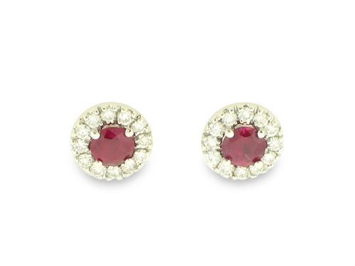 View 14K White  or  Yellow  Gold<BR> Ruby and Diamond Earrings