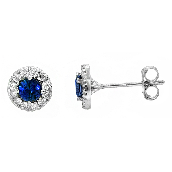 View 14K White  Gold<BR> Sapphire and Diamond Earrings
