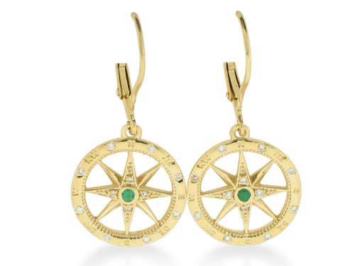 View 14K White  or  Yellow  Gold<BR> Emerald and Diamond Earrings