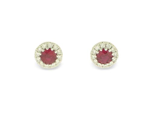 View 14K White  or  Yellow  Gold<BR> Ruby and Diamond Earrings