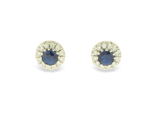 View 14K White  Gold<BR> Sapphire and Diamond Earrings