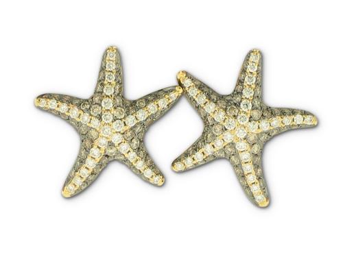 View 14K Yellow  Gold<BR> Champagne Diamond and Diamond Earrings